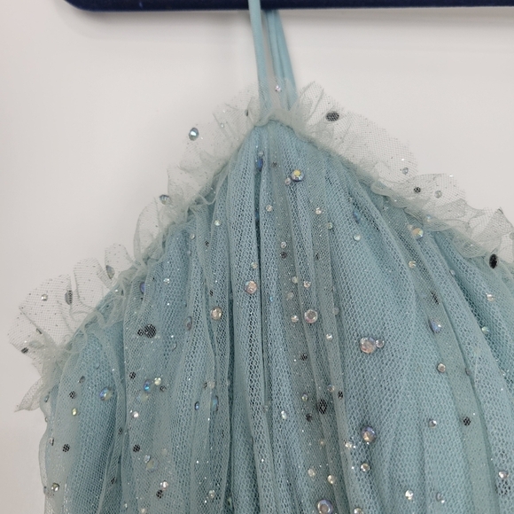 NWT TLC Say Yes Juniors Rhinestone-Embellished Mesh-Waist Gown in Seagreen 13/14 - Picture 10 of 15